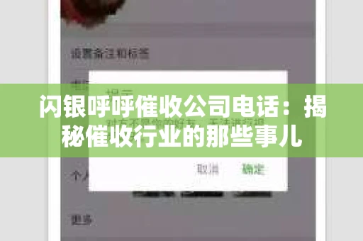 闪银呼呼催收公司电话：揭秘催收行业的那些事儿
