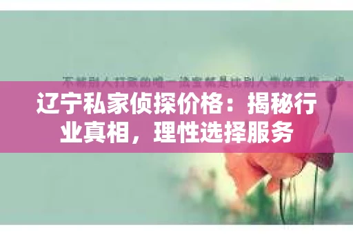 辽宁私家侦探价格：揭秘行业真相，理性选择服务