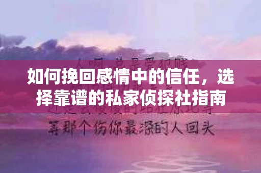 如何挽回感情中的信任，选择靠谱的私家侦探社指南