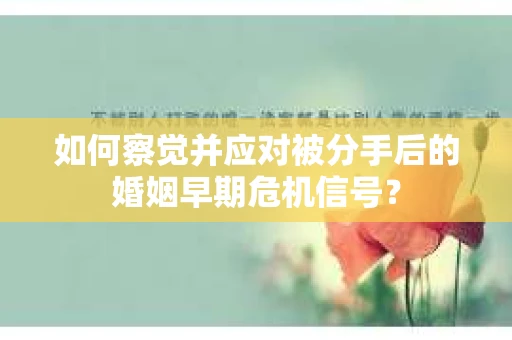 如何察觉并应对被分手后的婚姻早期危机信号？